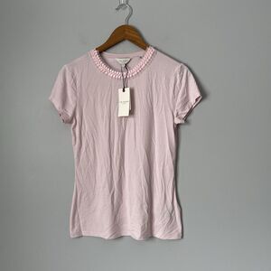 Ted Baker Lenzing EcoVero Detailed Short Sleeve Pink T-Shirt Top Women's 2 NWT